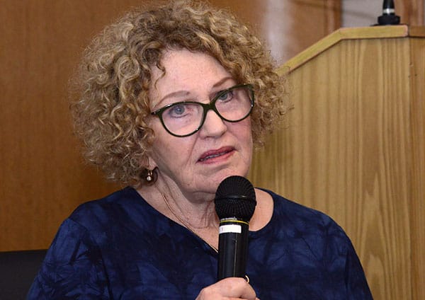 Israeli poet Agi Mishol at the Literary Encounter, “I am the Calmness in the Turbulence,” held under the auspices of the Joseph and Norman Berman Department of Literature of the Jewish People