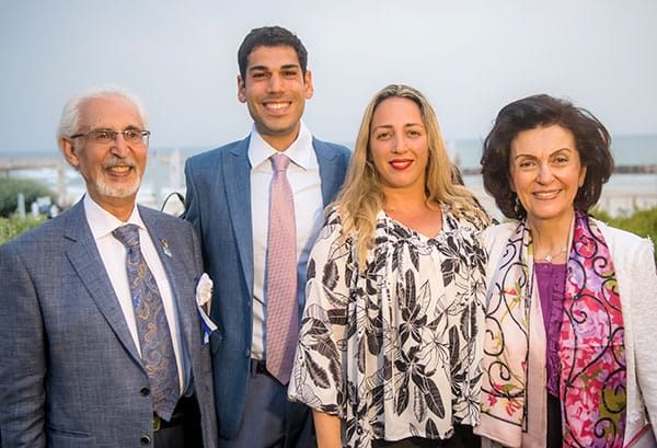 Representatives of the Iranian American Jewish Federation are on hand to receive BIU's 2018 Presidential Award. Pictured (l. to r.) are Dr. Robert Ohebshalom, IAFJ Board member; Dr. Michael Kahen, member of the IAJF young leadership division; Lin Meir; and Minu Ohebshalom