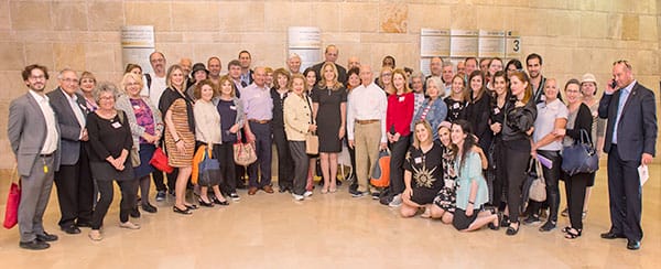 The group is treated to a VIP Knesset tour with BIU alumna, MK Aliza Lavie (center)